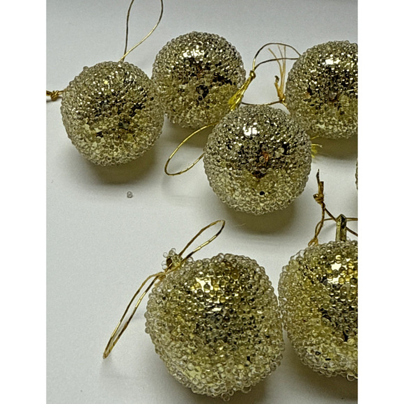 Vtg Lot of 8 Sugar Coated Miniature Pear Apple Ornaments Gold Glass Beaded As Is - Picture 11 of 16